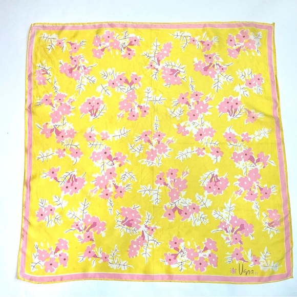 Vera Neumann Accessories - Vintage Vera Neumann Yellow Pink Floral Scarf